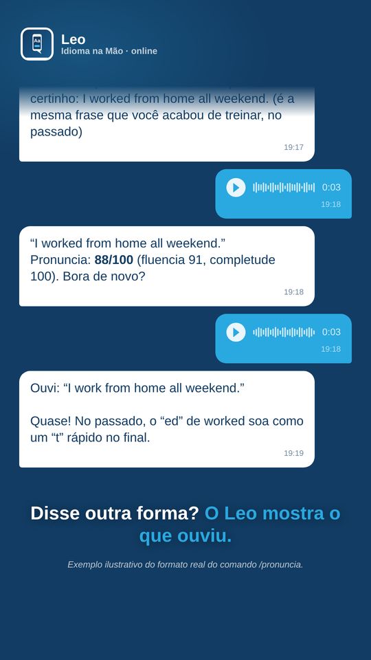 Disse outra forma? O Leo mostra o que ouviu.